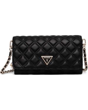 Guess Logo-Plaque Clutch Bag - Black