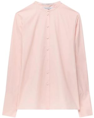 Another Tomorrow Blusa Con Cuello Mao - Rosa