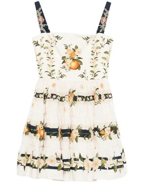 Agua Bendita Floral-print mini dress - Neutro