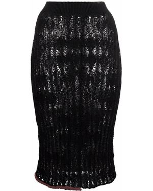Acne Studios Ladder-Knit Cotton Blend Skirt - Black