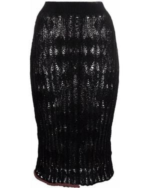 Acne Studios Ladder-Knit Cotton Blend Skirt - Black