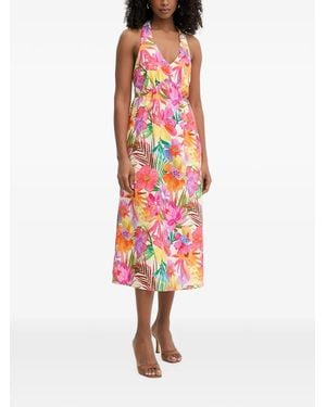 Morgan Vestido Midi Con Motivo Floral - Rojo