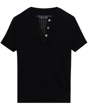 Brooks Brothers Pointelle-Knit Top - Black