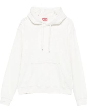 DIESEL Distressed-Effect Drawstring Hoodie - White