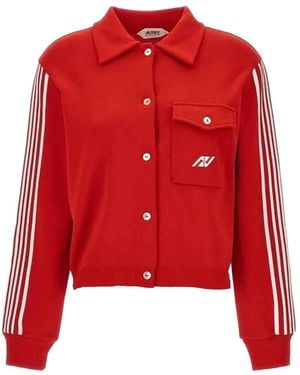 Autry Cardigan Mit Seitlichen Streifen - Rot