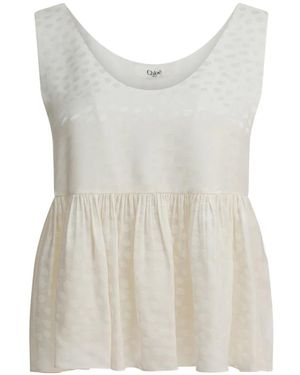 Chloé Polka-Dot Peplum Blouse - White