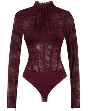 retroféte Valentina Lace Bodysuit - Purple
