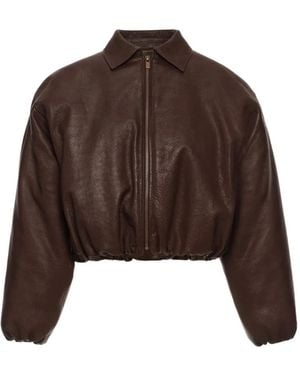 Magda Butrym Cropped Bomber Jacket - Brown