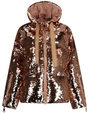 Khrisjoy Sequin-Embellished Hooded Jacket - Brown
