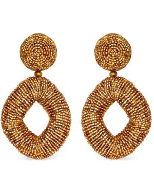 Oscar de la Renta Beaded Drop Earrings - Metallic