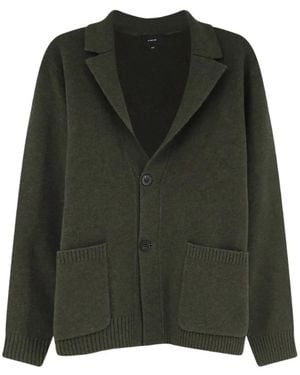 Vince Button-Fastening Notched-Lapel Cardigan - Green