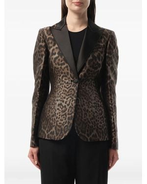Lanvin Leopard-Print Peak-Lapels Blazer - Black