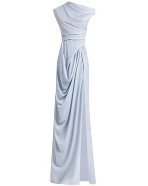 Gemy Maalouf Asymmetrical-Neckline Draped Dress - Blue