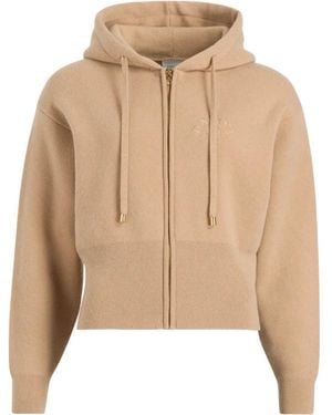 Patou Zip-Up Embroidered Hoodie - Natural