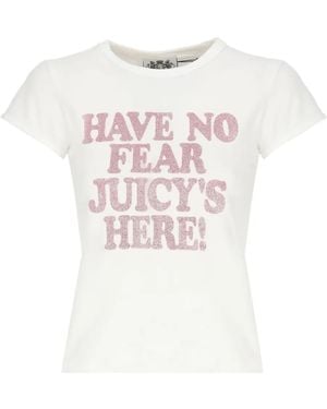 Juicy Couture Glitter-Embellished Cotton T-Shirt - White