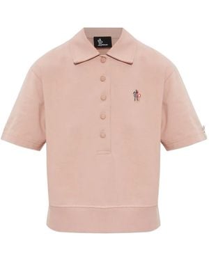 Moncler Logo-Patch Cotton Polo Shirt - Pink