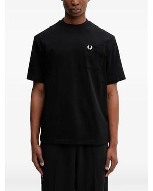 Fred Perry Logo-Embroidered Pocket T-Shirt - Black