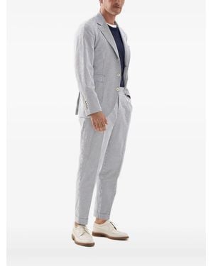 Brunello Cucinelli Striped Cotton Blazer - White