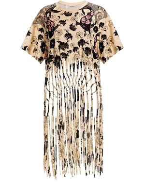 Agua Bendita Celina Floral-Print Fringed T-Shirt - White