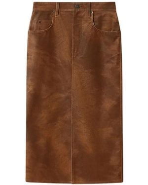 Isabel Marant Crinkled-Effect Midi Skirt - Brown