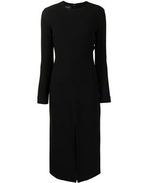 Giambattista Valli Round Neck Long-sleeved Midi Dress - Black