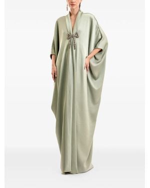 Gemy Maalouf Beaded-Bow Kaftan - Green