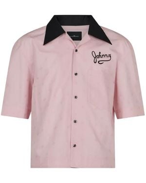 John Richmond Logo-Embroidered Contrast-Collar Shirt - Pink