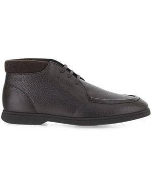 BOSS Grained-Leather Desert Boots - Grey