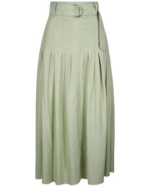 Akris Punto Pleated Belted Skirt - Green