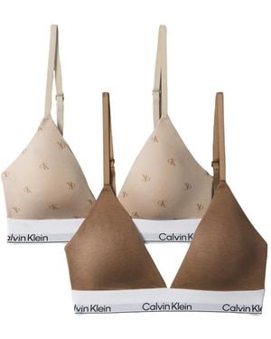 Calvin Klein Soutien-Gorge À Logo Imprimé Et Bonnets Triangulaires - White