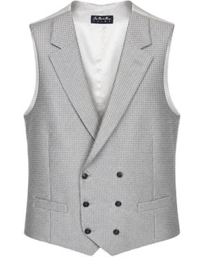 Luigi Bianchi Double-Breasted Micro-Pattern Waistcoat - Grey