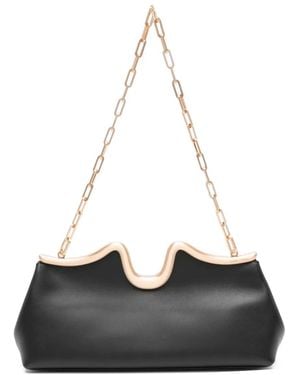 Cult Gaia Valma Curved-Frame Chain-Strap Clutch - Black