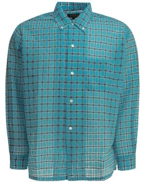 Beams Plus Chemise Boutonnée À Carreaux - Blue