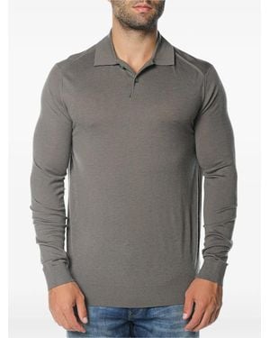ARMANI EXCHANGE Long-Sleeve Knit Polo Shirt - Grey