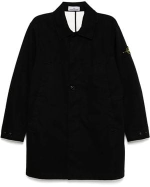Stone Island Cotton Trench Coat - Black