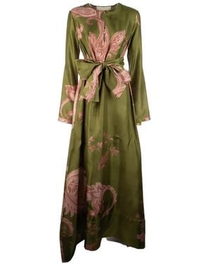 Co.Go Tie-Waist Floral Dress - Green