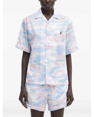 A Bathing Ape Camisa De Manga Corta Con Motivo - Azul
