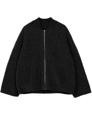 Vera Wang Bouclé Zip-Up Jacket - Black