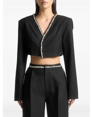 Manière De Voir Embellished Cropped Blazer - Black