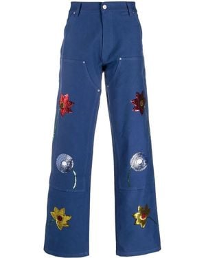 Sky High Farm Sequin-Embellished Detail Pants - Blue