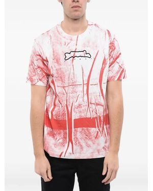 DIESEL Logo-Print Crinkled-Effect T-Shirt - Red