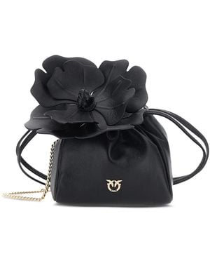 Pinko Sac Seau Love Birds À Appliqués Fleurs - Black