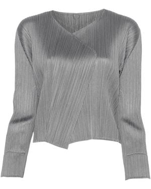 Pleats Please Issey Miyake Pleated Long-Sleeve Jacket - Gray