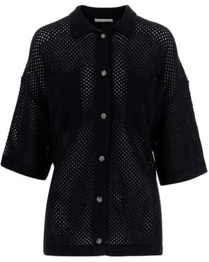 Allude オープンワーク カーディガン - ブラック