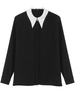 Versace コントラストカラー シルクシャツ - ブラック