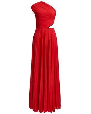 Ralph Lauren One-Shoulder Pleated Maxi Dress - Red