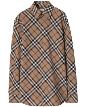 Burberry チェック シャツ - ブラウン