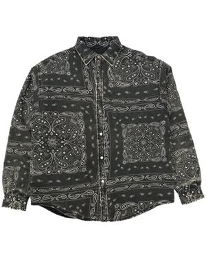 Purple Brand Bandana-Print Faded Cotton Shirt - Grey