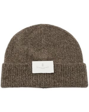 Brunello Cucinelli Ribbed-Knit Beanie Hat - Brown