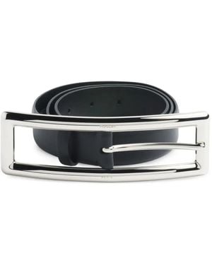 Mugler Cinturón Con Hebilla Rectangular Plateada - Negro